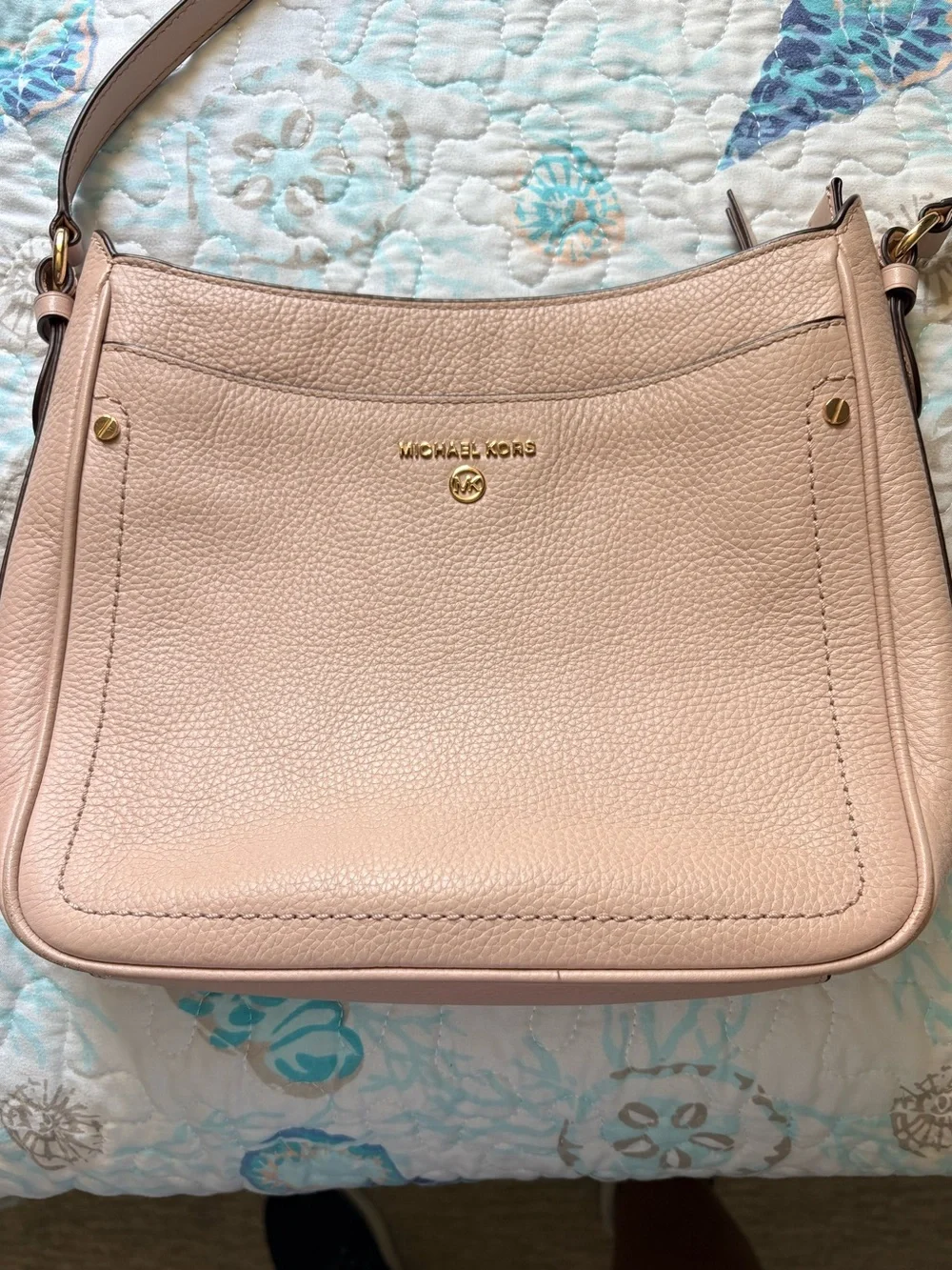 Michael Kors Pebbled Leather Shoulder Bag in Blush Pink